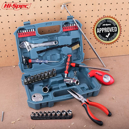 Hi-Spec 73pc Home and Garage Tool Kit Set. Essential Household and Auto Repair Tools. Includes Pliers, Sockets, Wrenches and a Hex Key Set in a Toolbox Carry Case