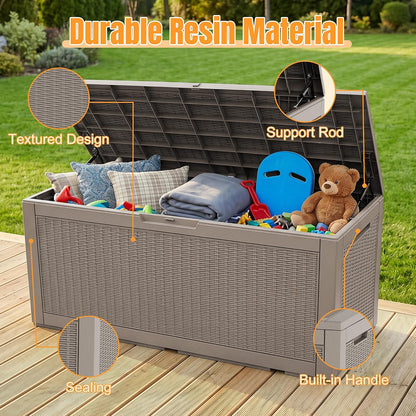 Outdoor Storage Box,38 Gallon Resin Deck Box,Waterproof & UV Resistant Lockable Package Delivery Bin,Toy Cabinet for Indoor & Outdoor