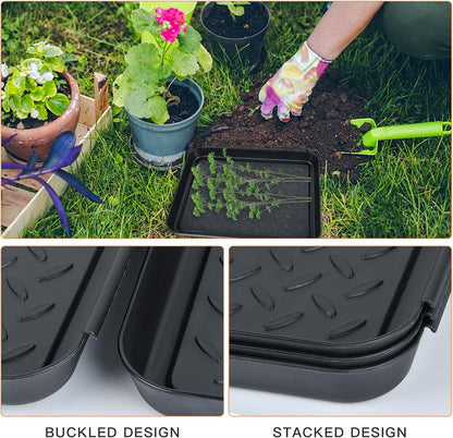 3 Packs Square Boot Tray, Akamino Plastic Utility Shoe Mat Tray for Entryway Indoor and Outdoor Use in All Seasons, 13.7x10.6x1inch,Black