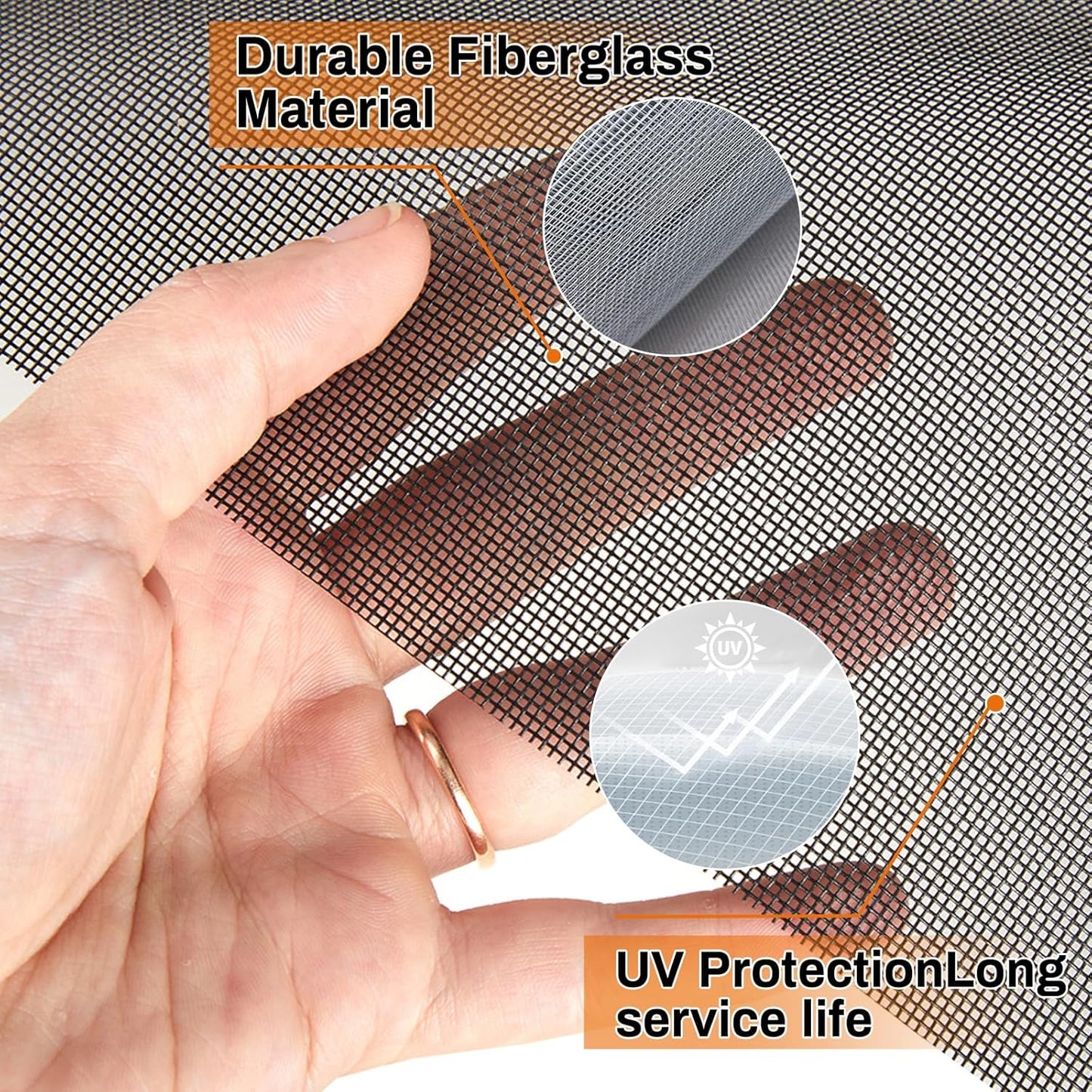 Window Screen Replacement Kit Width:48in Length:158 Fiberglass|Includes Full Set of Tools | Suitable for Windows, Screen Doors, and Courtyards | UV Resistant and Durable | Easy to Install