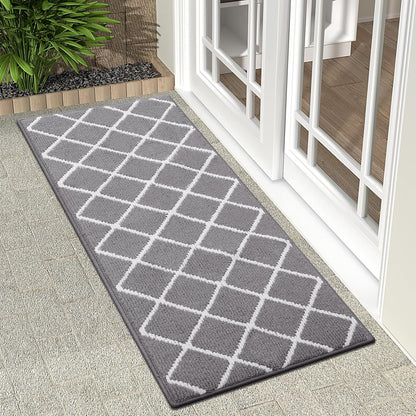 Finchitty Indoor Door Mat, Dirt Resistant and Absorbent, Low-Profile, Non-Slip, Washable Inside Floor Mats for Front Door, Back, and Entrance, 32" x 20", Grey