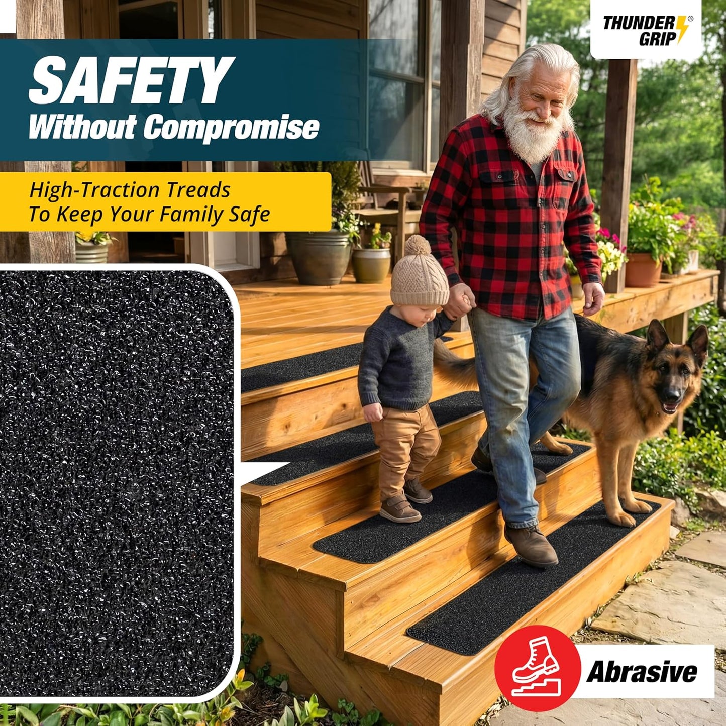 Clear Stair Treads Non-Slip 24"x4" - 18-Pack Indoor Stair Grips Non Slip for Wooden Steps - Anti Slip Adhesive Strips for Dogs & Elderly - Staircase Step Treads - Transparent Treads for Wood Stairs