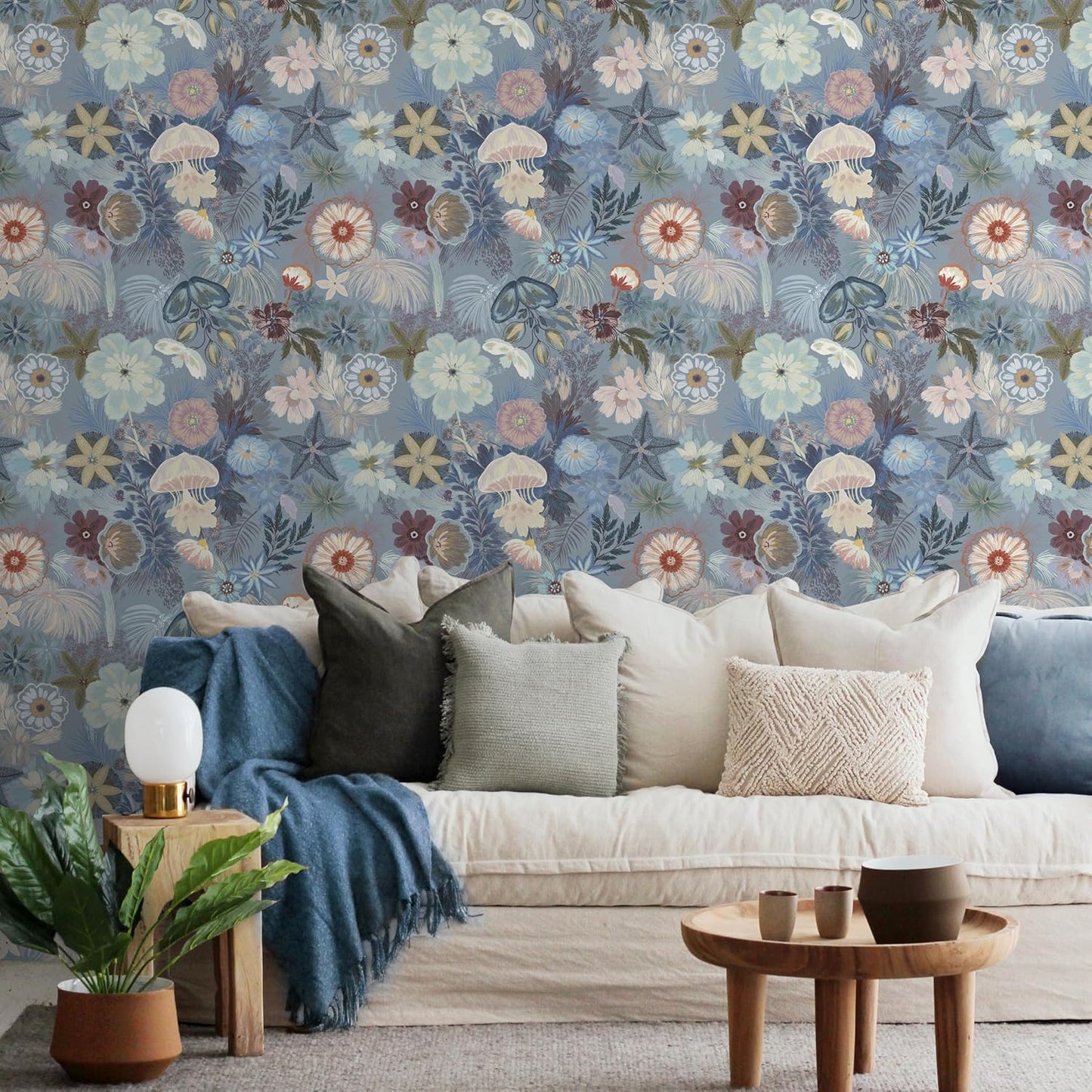 Ismoon Peel and Stick Wallpaper Floral Vintage Stick on Wall Paper Beige French Textured Contact Paper for Cabinet Removable Self Adhesive Wallpaper Vinyl Roll Shelf Deco, 17.3x78.7in