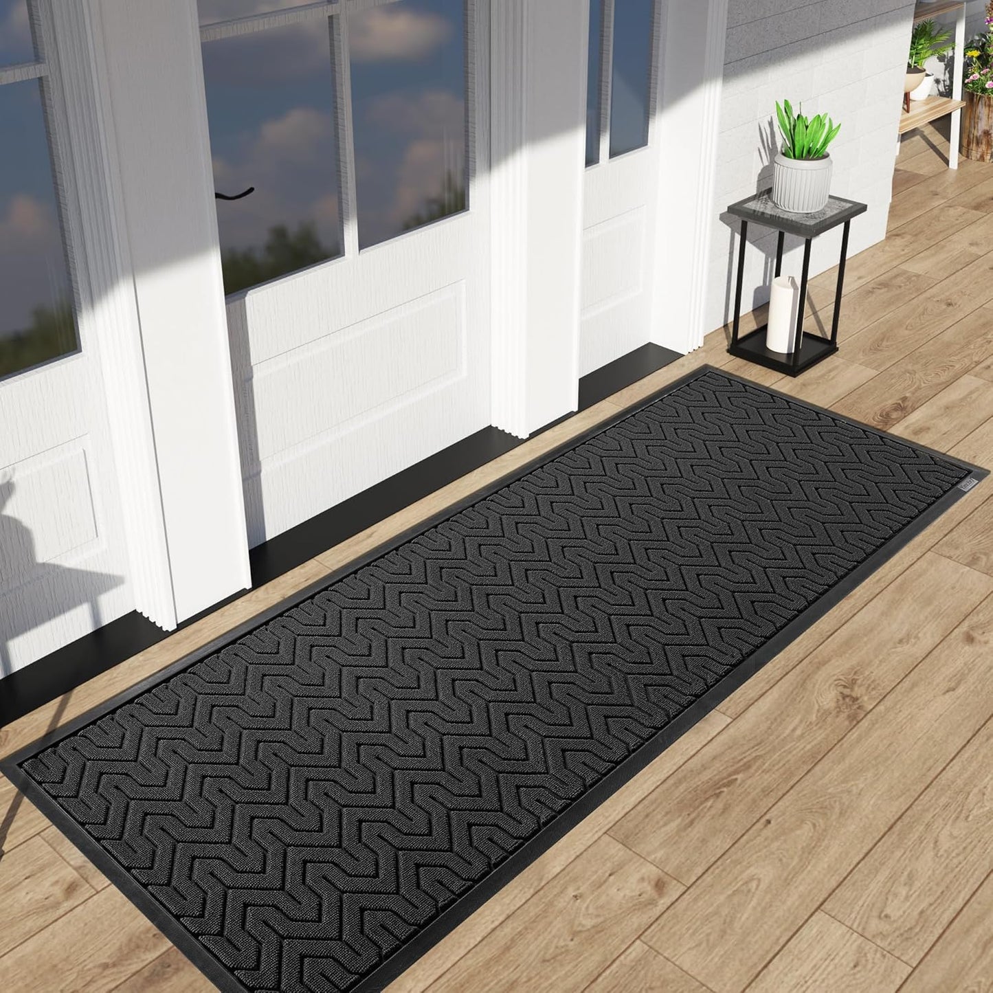 Yimobra Front Door Mat Outside Entrance 29.5x17, Waterproof Heavy Duty Outdoor Mats for Front Door, Non Slip Rubber Entry Mat for Garage Patio Indoor, Grey