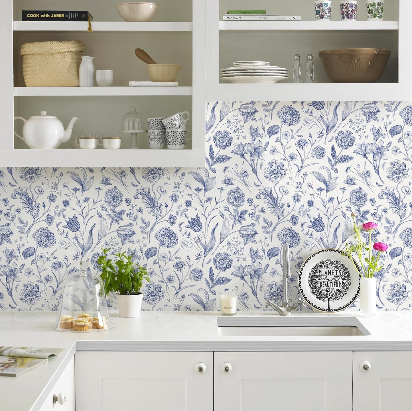 Black and Beige Peel and Stick Wallpaper Botanical Contact Paper 16.9inch x 118.1inch Floral Wall Paper Peel and Stick for Bathroom Bedroom Removable Self Adhesive Wallpaper Decor Vinyl