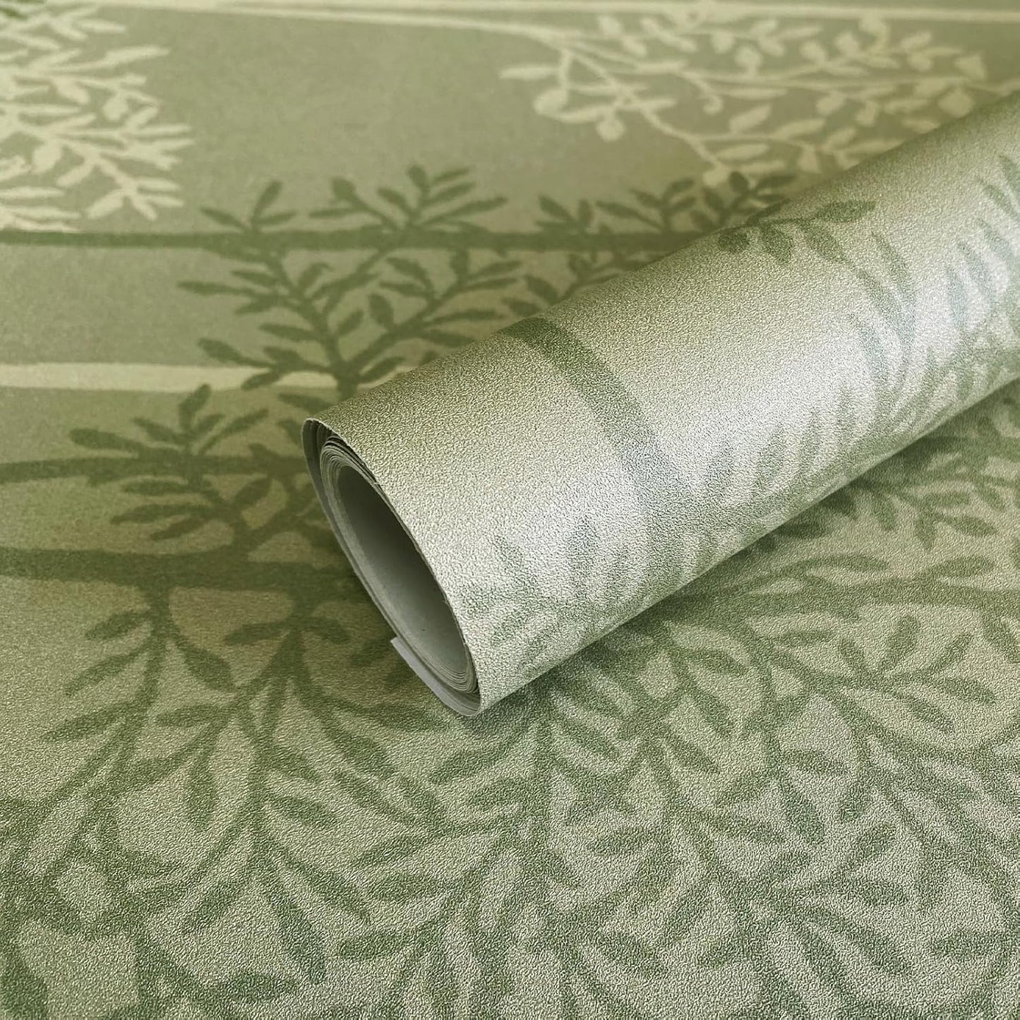 JiffDiff Warm White Self Adhesive Wallpaper with Waterproof, Farmhouse Removable Peel and Stick Wallpaper for Bathroom and Cabinets Decor, Botanical Renter Friendly Contact Paper 17.3" X 120"