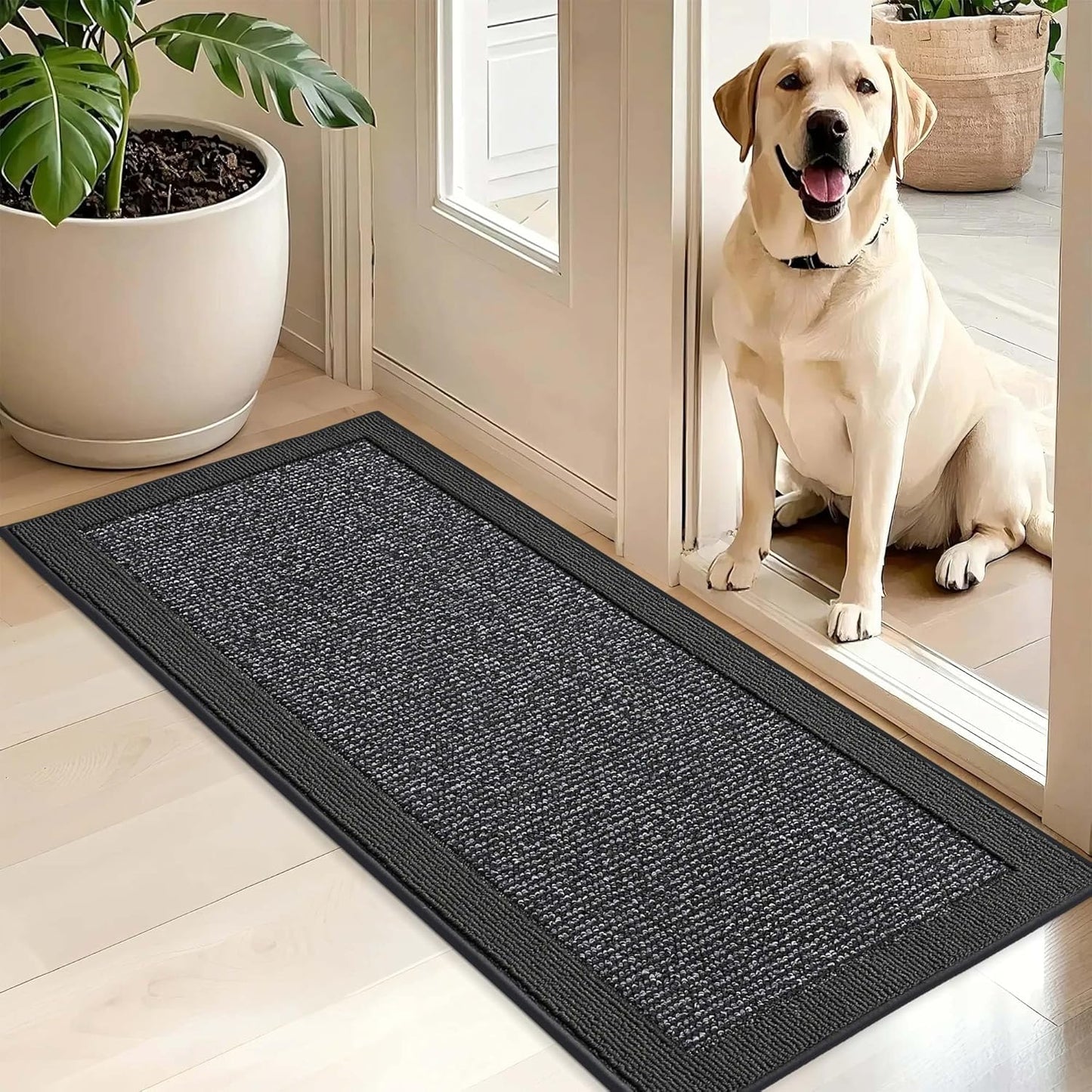 BEQHAUSE Indoor Door Mat 20" x 32", Dirt Trapper Door Mats Non-Slip Entryway Rugs Washable, Resist Dirt Absorbent Welcome Mat, Low Profile Floor Mats for Front Back Door and Entryway, Taupe