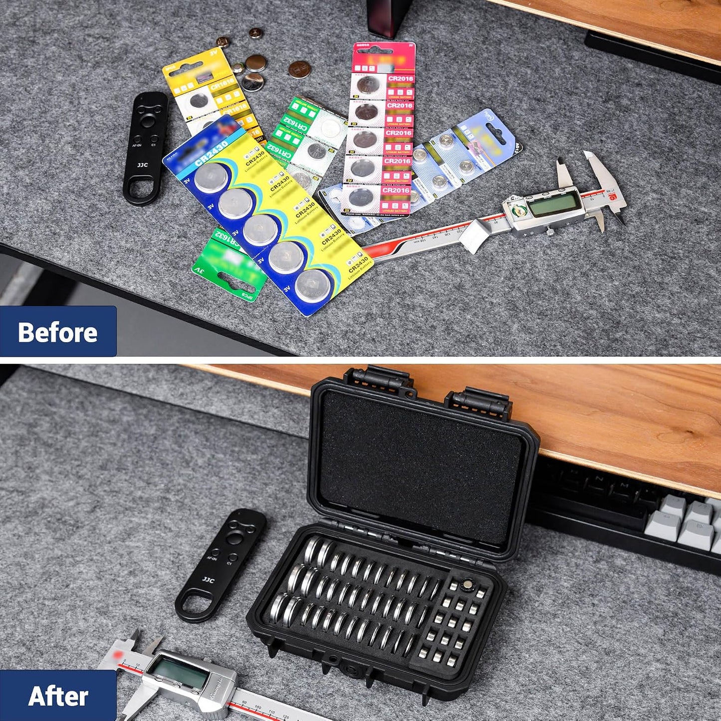 24 Slots CR2 CR123 CR123A Lithium Battery Organizer Case, IP67 Waterproof Hard Case for CR17345/CR16340/CR18350/CR15270(CR2) Explosionproof Batteries Storage Holder for Household Outdoor Camping