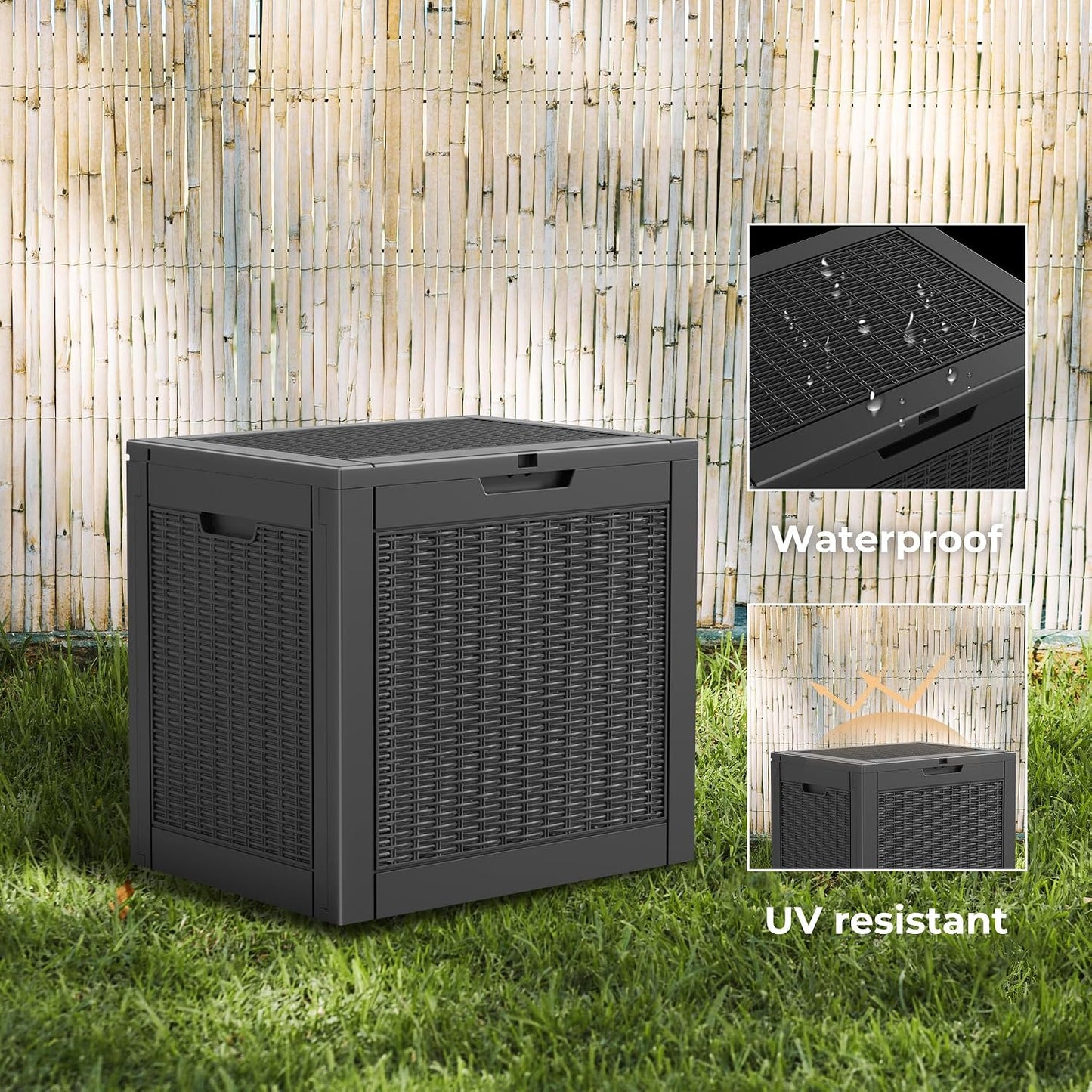50Gal Outdoor Storage Box Anti-Theft Delivery Box Lockable Deck Box | Heavy-duty UV & weatherproof resin for secure parcel drop, patio cushion storage, garden tools & porch package organization