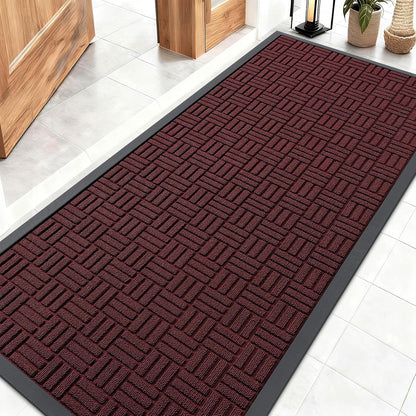 OLANLY Front Door Mat Outside Entrance 29.5x17, Absorbent, Heavy Duty Sturdy Natural Rubber Doormat Indoor Outdoor, Stain and Fade Resistant, Non-Slip Backing Low Profile Floor Mat for Entryway, Grey