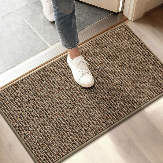 BEQHAUSE Dirt Trapper Door Mat 20" x 32", Non-Slip Washable Doormats Entrance Mat, Dirt Resistant and Absorbent Welcome Mat, Low Profile Floor Mats for Front Back Door and Entryway, Beige