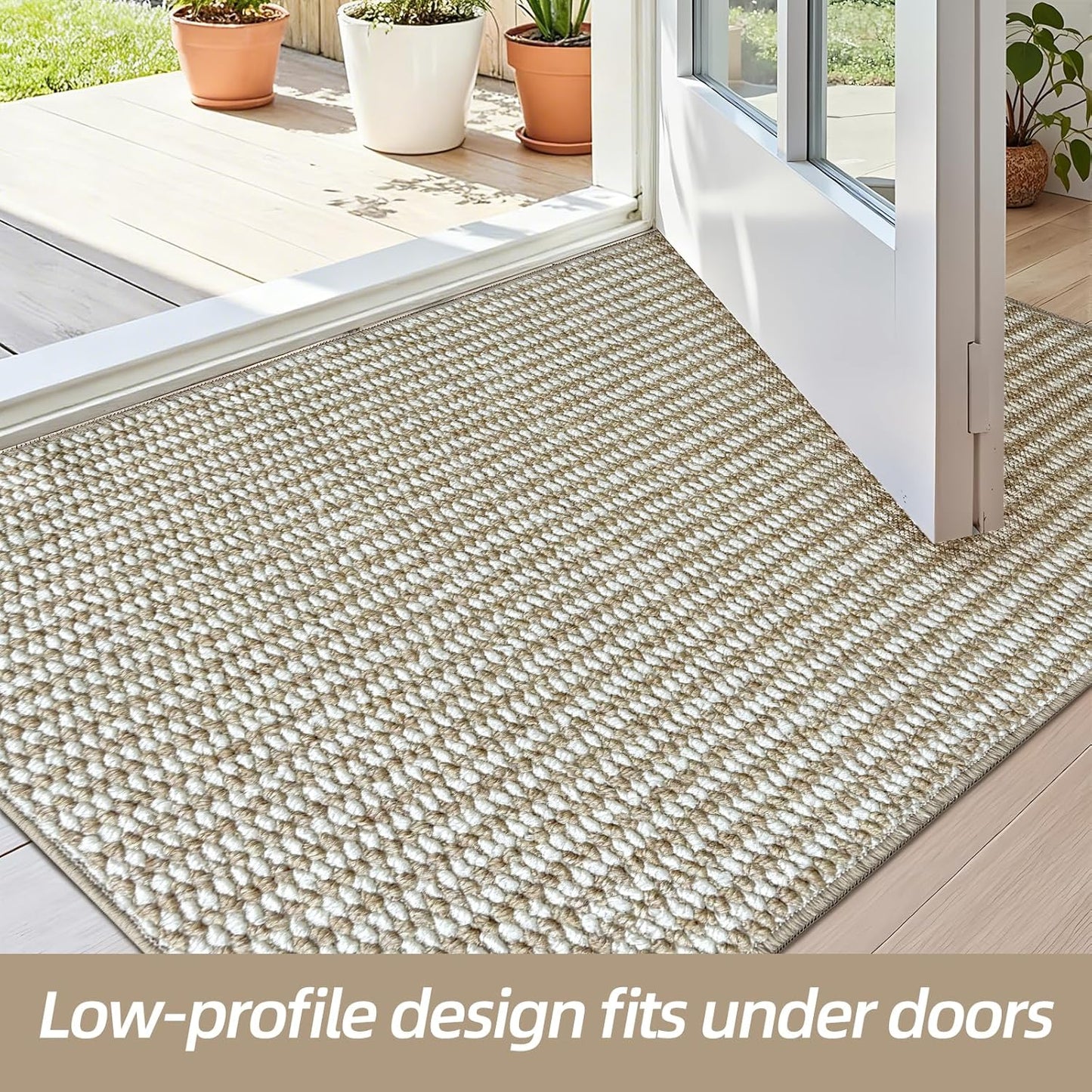 Indoor Door mat 17“ x 30”, Dirt Trapper Door Mat, Non-Slip Washable Entrance Mat, Dirt Resistant and Absorbent Welcome Mat,Low-Profile Doormat for Entryways, Front Doors, and Indoor Entrances, White