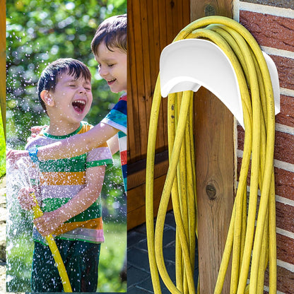 Gardzen Heavy Duty Hose Hanger Wall Mount, Hose Holder, Hook, Rack, Support for Outside, White