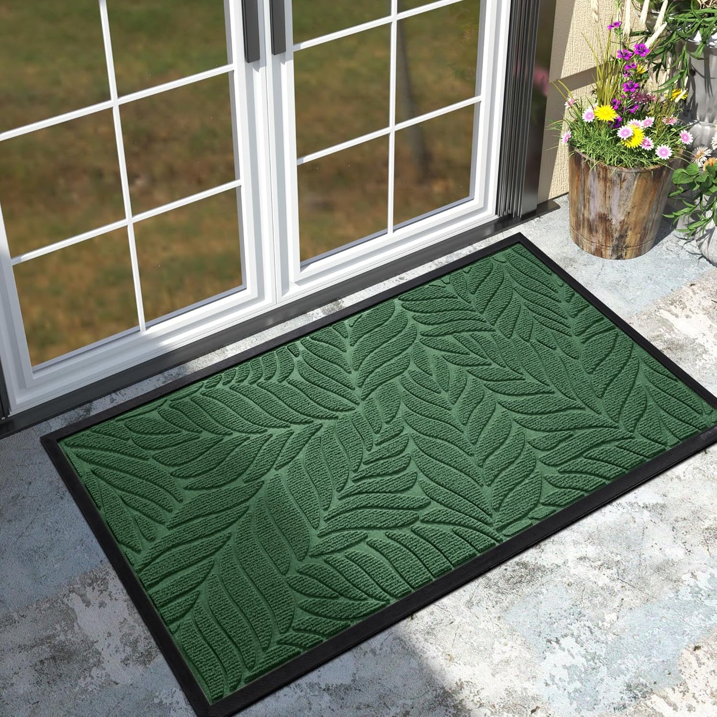 Yimobra Front Door Mat Outdoor Indoor, 29.5x17 All-Season Waterproof Door Mat Outside Entrance, All-Weather Non-Slip Outside Doormat for Garage Patio Entryway, Brown