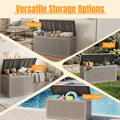 Outdoor Storage Box,38 Gallon Resin Deck Box,Waterproof & UV Resistant Lockable Package Delivery Bin,Toy Cabinet for Indoor & Outdoor