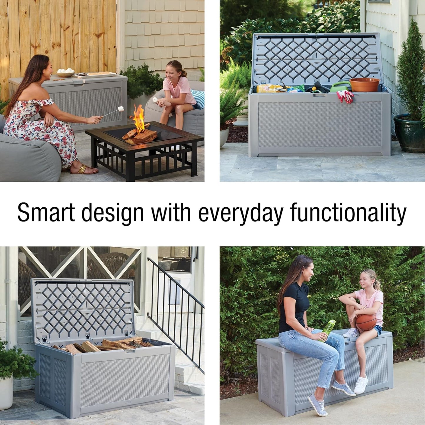 Rubbermaid Extra Large Resin Outdoor Storage Deck Box (134 Gal), Weather Resistant, Black, Deck Organization for Home/Backyard/Pool Chemicals/Toys/Garden Tools/Porch/Patio Cushions