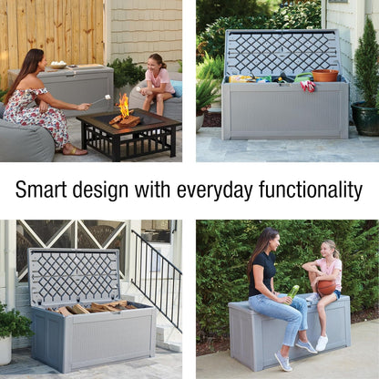 Rubbermaid Extra Large Resin Outdoor Storage Deck Box (134 Gal), Weather Resistant, Black, Deck Organization for Home/Backyard/Pool Chemicals/Toys/Garden Tools/Porch/Patio Cushions