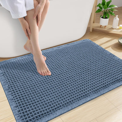 Smiry Waffle Bath Mat 30x20, Extra Soft Absorbent Bathroom Rugs, Non Slip Machine Washable Quick Dry Bath Rugs for Bathroom Floor, Tub, Shower, Home Decor Accessories, Brown
