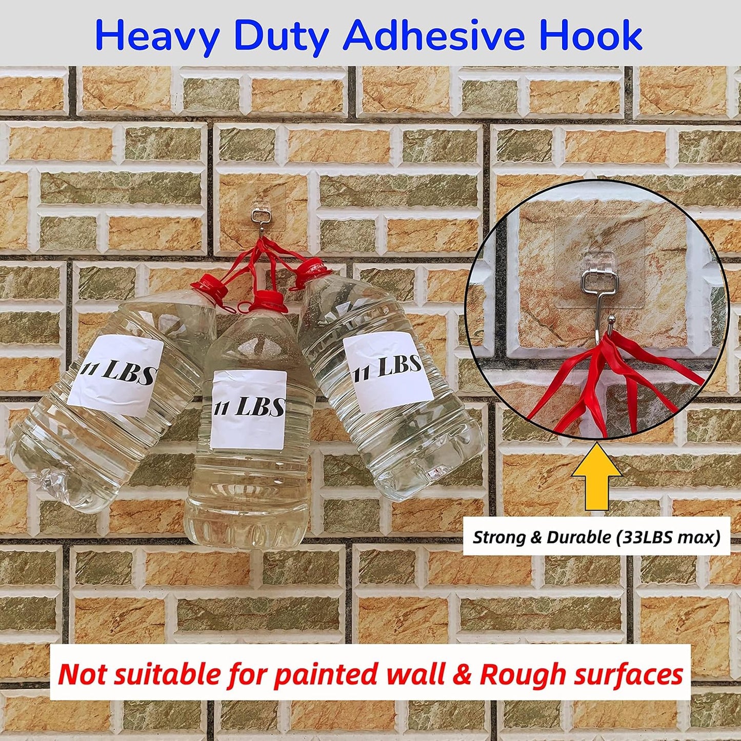 Large Adhesive Hooks, 8-Pack Sticky Hangers for Hanging Heavy Duty, Transparent Waterproof Oil-Proof and Rustproof, Towel and Coats Hooks for Bathroom,Kitchen Home and Office