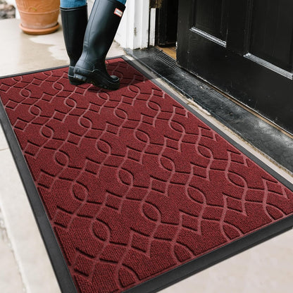 Yimobra Outdoor Mats for Front Door 29.5x17, All-Season Waterproof Doormat Outdoor Entrance, Heavy Duty Non-Slip Outside Door Mat for Garage Patio Proch Entryway Indoor, Black