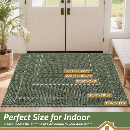 BEQHAUSE Dirt Trapper Door Mat 20" x 32", Non-Slip Washable Doormats Entrance Mat, Dirt Resistant and Absorbent Welcome Mat, Low Profile Floor Mats for Front Back Door and Entryway, Beige