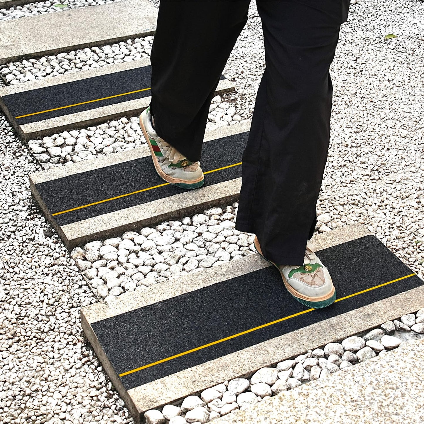 COSIMIXO 4" x 30" 10Pack Anti Slip Stair Tread with Reflective Strips,Best Grip Non Skid Tape,Anti-Skid Tape, High Traction Adhesive for Stairs Step