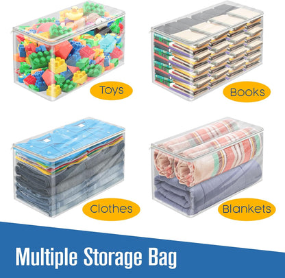Houseables Sweater Bags Moth Proof, Clothing Storage Bags, with Zipper, Sweater Storage, Clear Zippered Organizers, Clothes, Blanket, Linen, Bedding, Quilt, Vinyl Plastic Protectors, 18x15x4”, 5 Pack.
