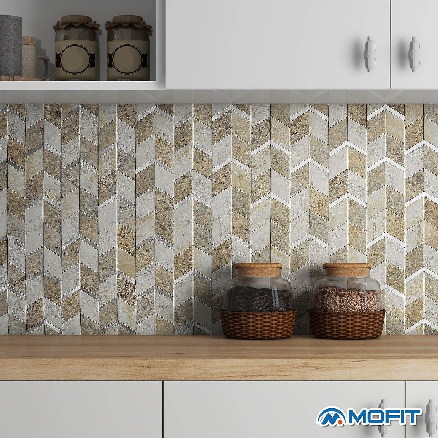 MOFIT Peel and Stick Backsplash for Kitchen,3D Wall Panel Peel and Stick Tile Self Adhesive Backsplash for Bathroom Tile Stickers Diamond (5Sheets,Blue Green Gray)