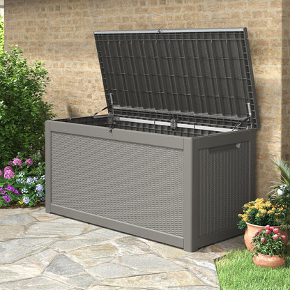 KAMABOKO 31 Gallon Outdoor Storage Box, Resin Deck Boxes Indoor and outdoor, Waterproof Storage Box Lockable Lid for Garden Tools, Package Delivery, Pool Supplies, Patio Cushions, Black