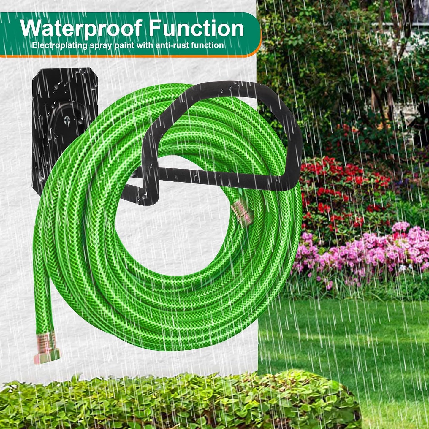PeoMev Garden Hose Holder Wall Mount - Heavy Duty Water Hose Holders for Outside, Metal Hoses Hanger Sturdy Hose Reel Hooks for Garden