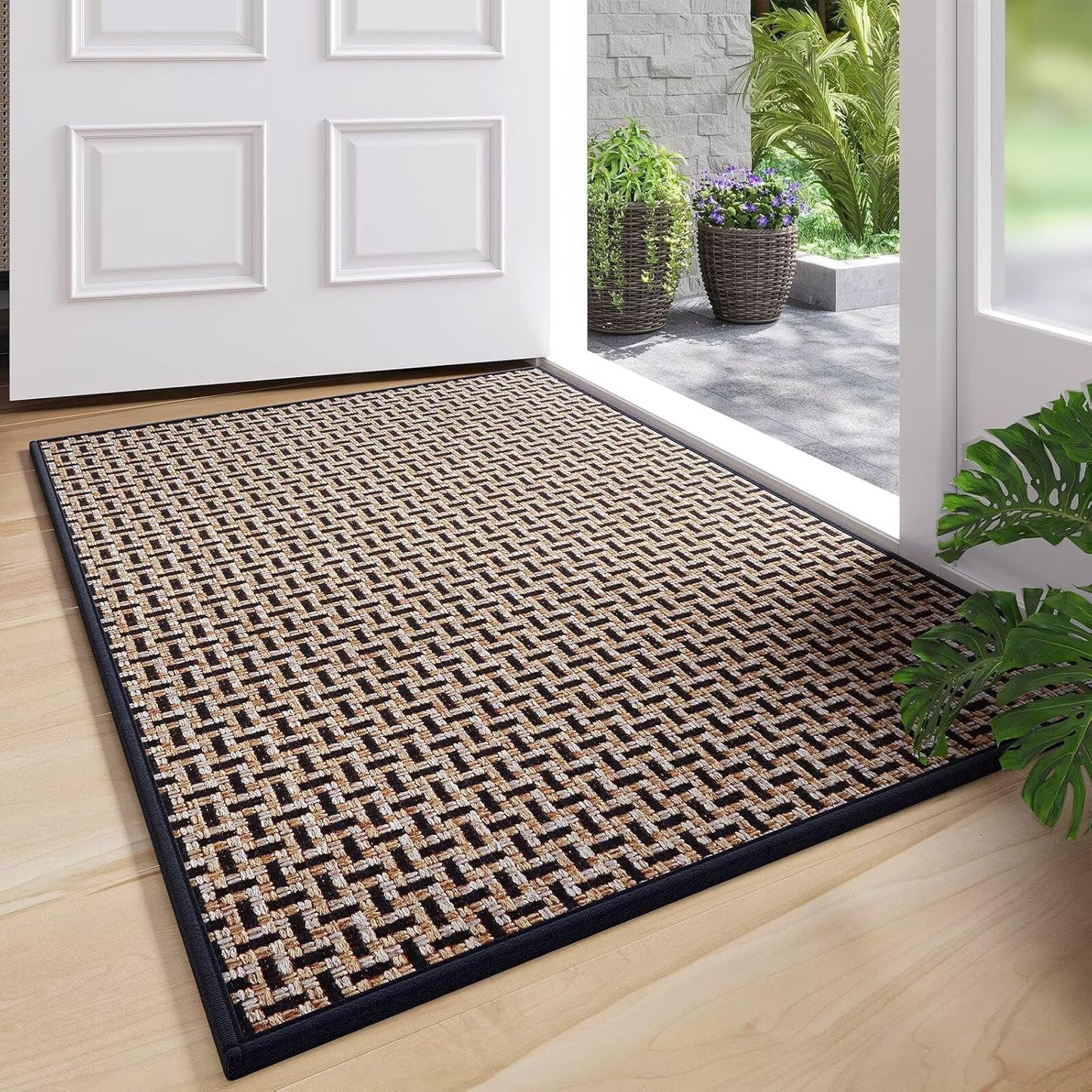 Door Mat 17"x30",Door Mat Indoor Entrance Dirt Resistant and Absorbent Non-Slip Rubber Backing Front Door Mats Washable Low-Profile Indoor Mats for Entryway, Inside Entrance Easy Clean Gray