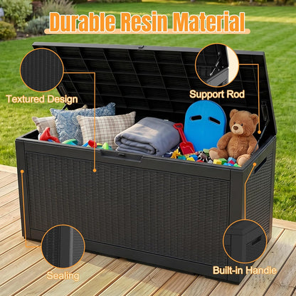 Outdoor Storage Box,38 Gallon Resin Deck Box,Waterproof & UV Resistant Lockable Package Delivery Bin,Toy Cabinet for Indoor & Outdoor