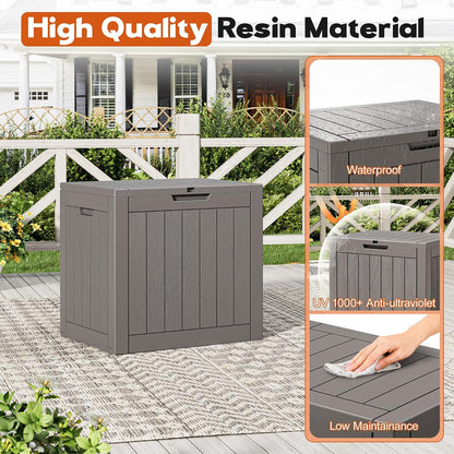 Outdoor Storage Box, Resin Deck Boxes Indoor and outdoor, Waterproof Storage Box Lockable Lid (Black, 85 Gallon)