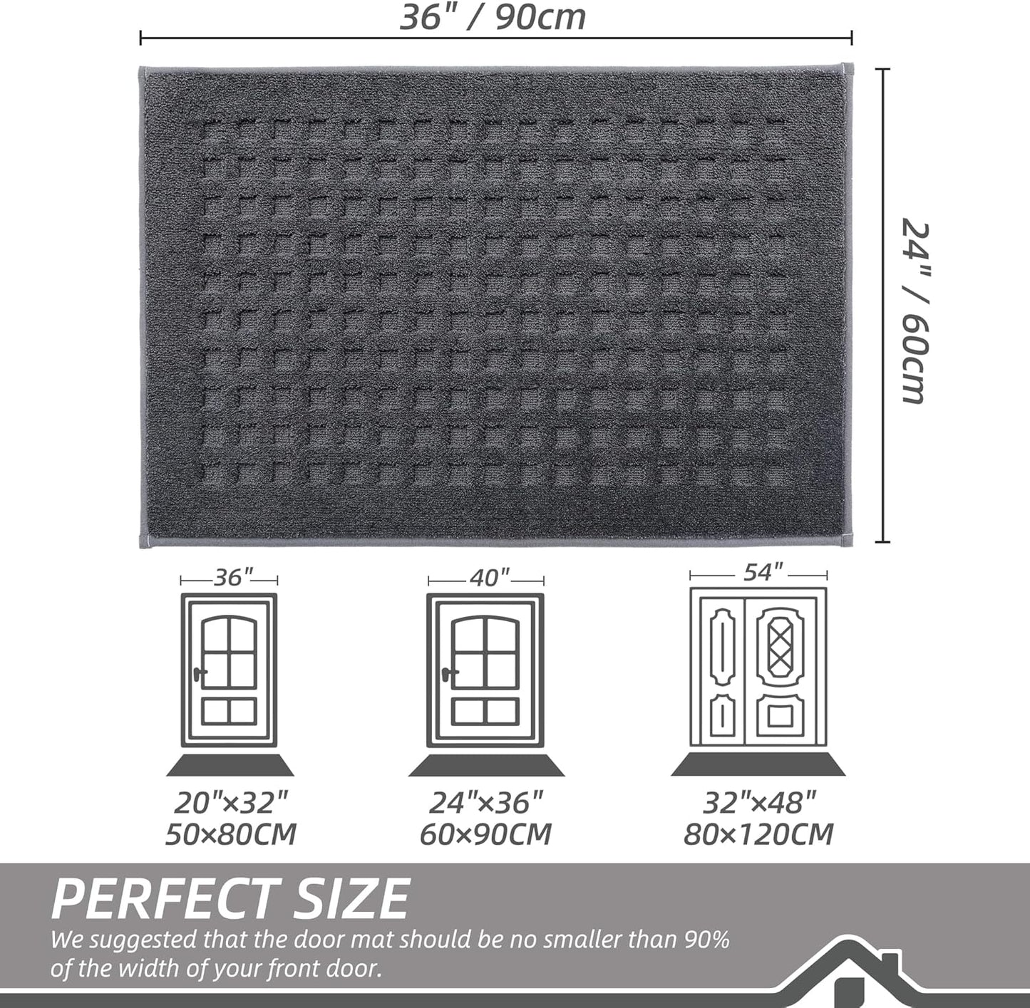BEQHAUSE Dirt Trapper Door Mats 20"x32", Non-Slip Waffle Doormat Indoor Entrance Low-Profile, Dirt Resist and Absorbent Entryway Rugs Washable Inside Welcome Floor Mat for Front Back Door, Beige