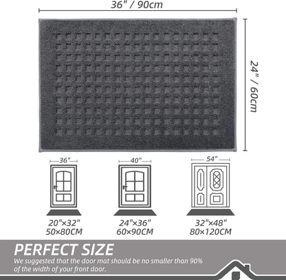 BEQHAUSE Dirt Trapper Door Mats 20"x32", Non-Slip Waffle Doormat Indoor Entrance Low-Profile, Dirt Resist and Absorbent Entryway Rugs Washable Inside Welcome Floor Mat for Front Back Door, Beige
