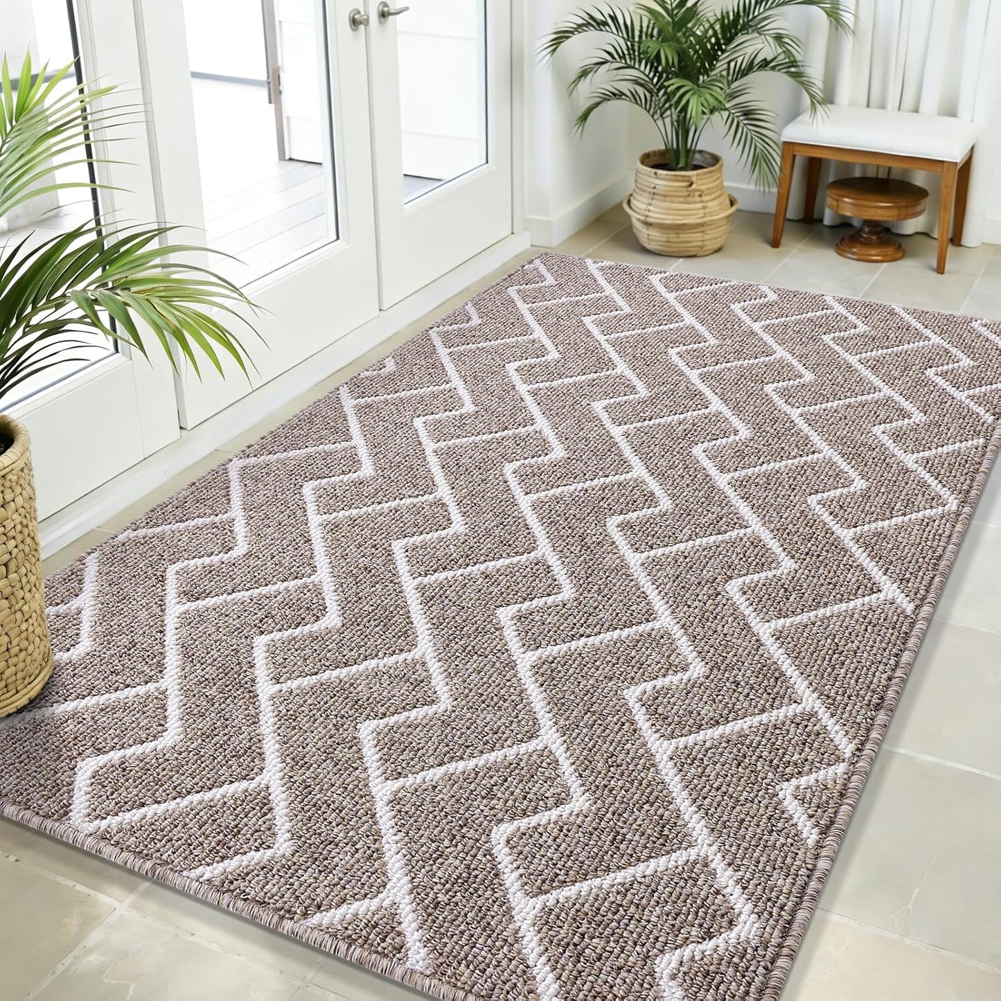 OLANLY Front Door Mat, Non-Slip Rubber Backing, Dirt Resistant and Absorbent, Washable, Easy to Clean Low-Profile Indoor Doormat for Back Door, Entryway, Inside Entrance, 32x20, Grey