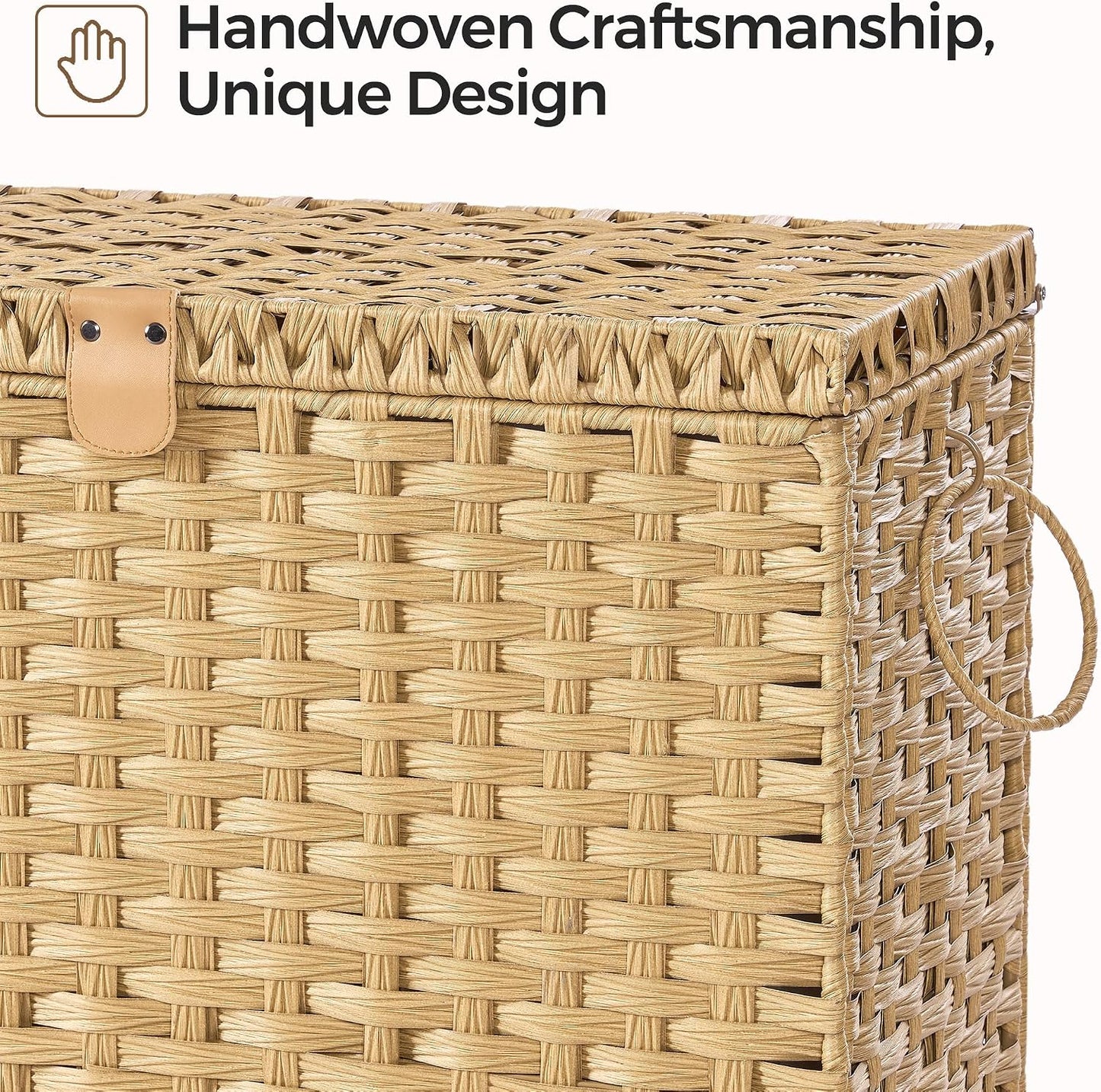 130L Laundry Hamper with Lid, 3 Section Laundry Hamper with 3 Removable Liner Bags, Large Wicker Laundry Basket with 4 Mesh Laundry Bags, Clothes Hamper for Laundry Room, Bedroom, Bathroom