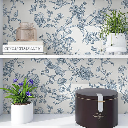 Safiyya Peel and Stick Wallpaper Vintage Floral Contact Paper 17.3" x 78.7" Wall Paper Renter Friendly Self Adhesive Removable Wallpaper for Bathroom Vinyl