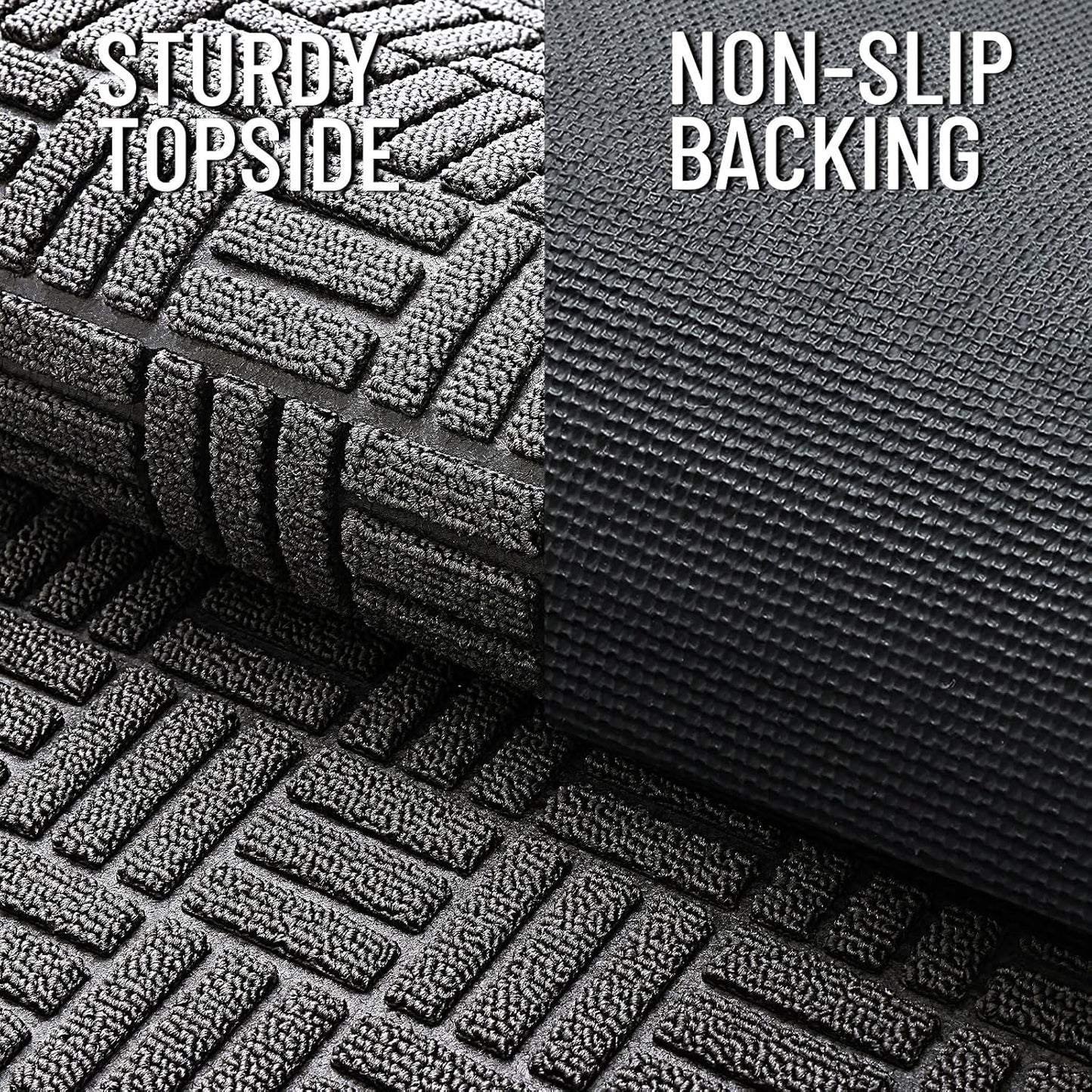 OLANLY Front Door Mat Outside Entrance 29.5x17, Absorbent, Heavy Duty Sturdy Natural Rubber Doormat Indoor Outdoor, Stain and Fade Resistant, Non-Slip Backing Low Profile Floor Mat for Entryway, Grey