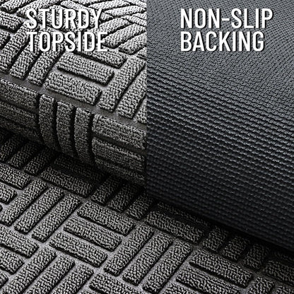 OLANLY Front Door Mat Outside Entrance 29.5x17, Absorbent, Heavy Duty Sturdy Natural Rubber Doormat Indoor Outdoor, Stain and Fade Resistant, Non-Slip Backing Low Profile Floor Mat for Entryway, Grey