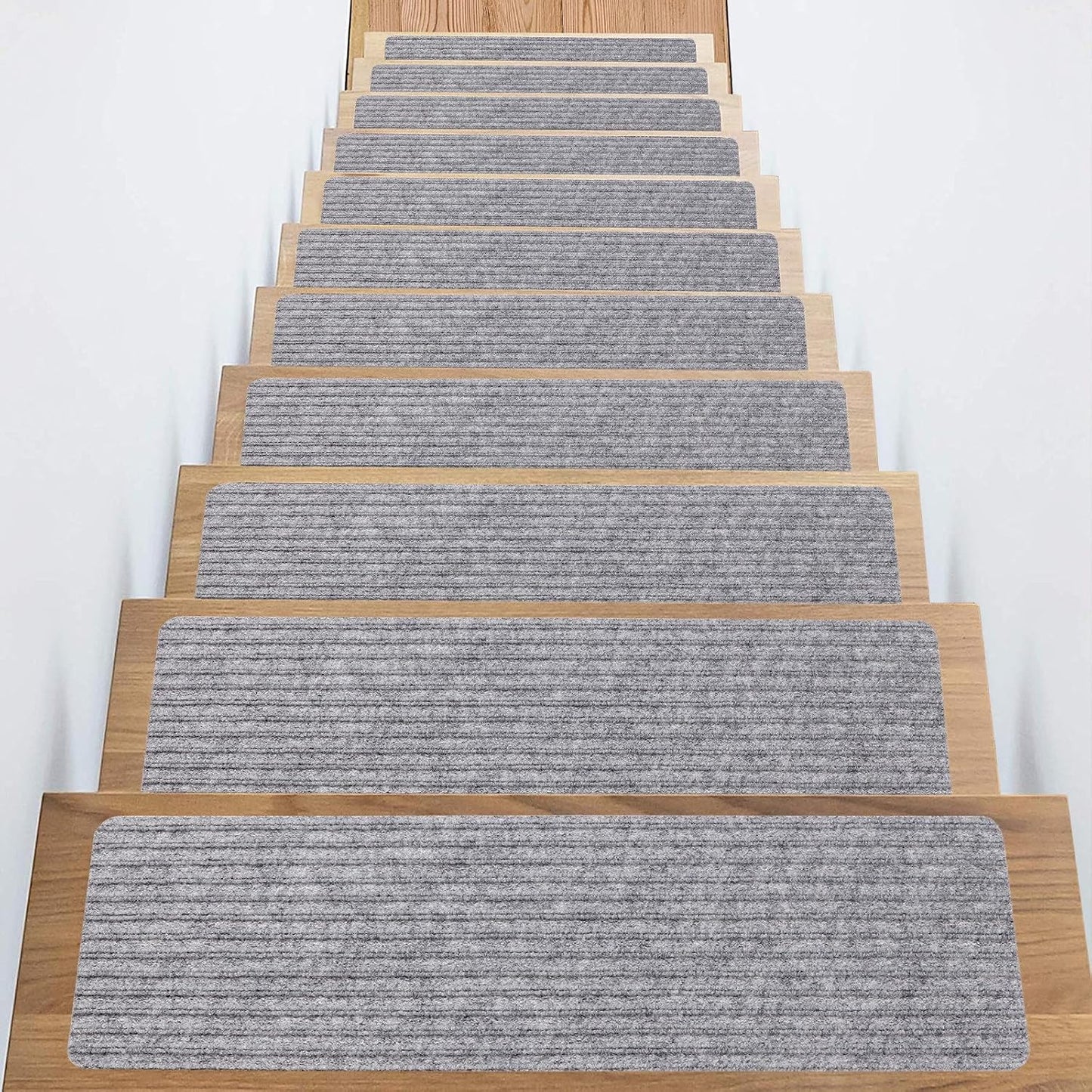 Stair Treads Non-Slip 16 Pack 8"x30" - Carpet Stair Runner for Indoor Wooden Steps with TPE Backing & Anti-Skid Surface, Reusable Adhesive Safety Rug for Kids/Elder/Pet-Friendly - Brown