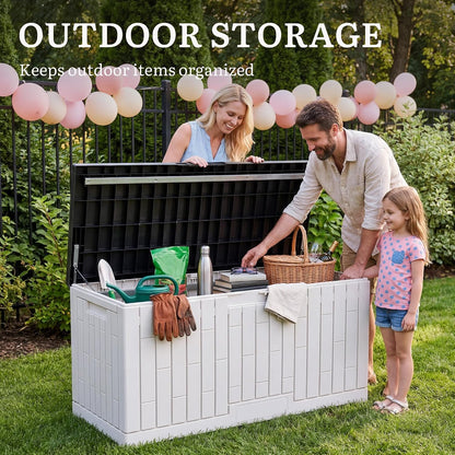 YITAHOME 31 Gallon Outdoor Storage Deck Box | Waterproof Resin Package Delivery and Storage Box with Lockable Lid for Patio Furniture Cushions, Pool Accessories, Garden
