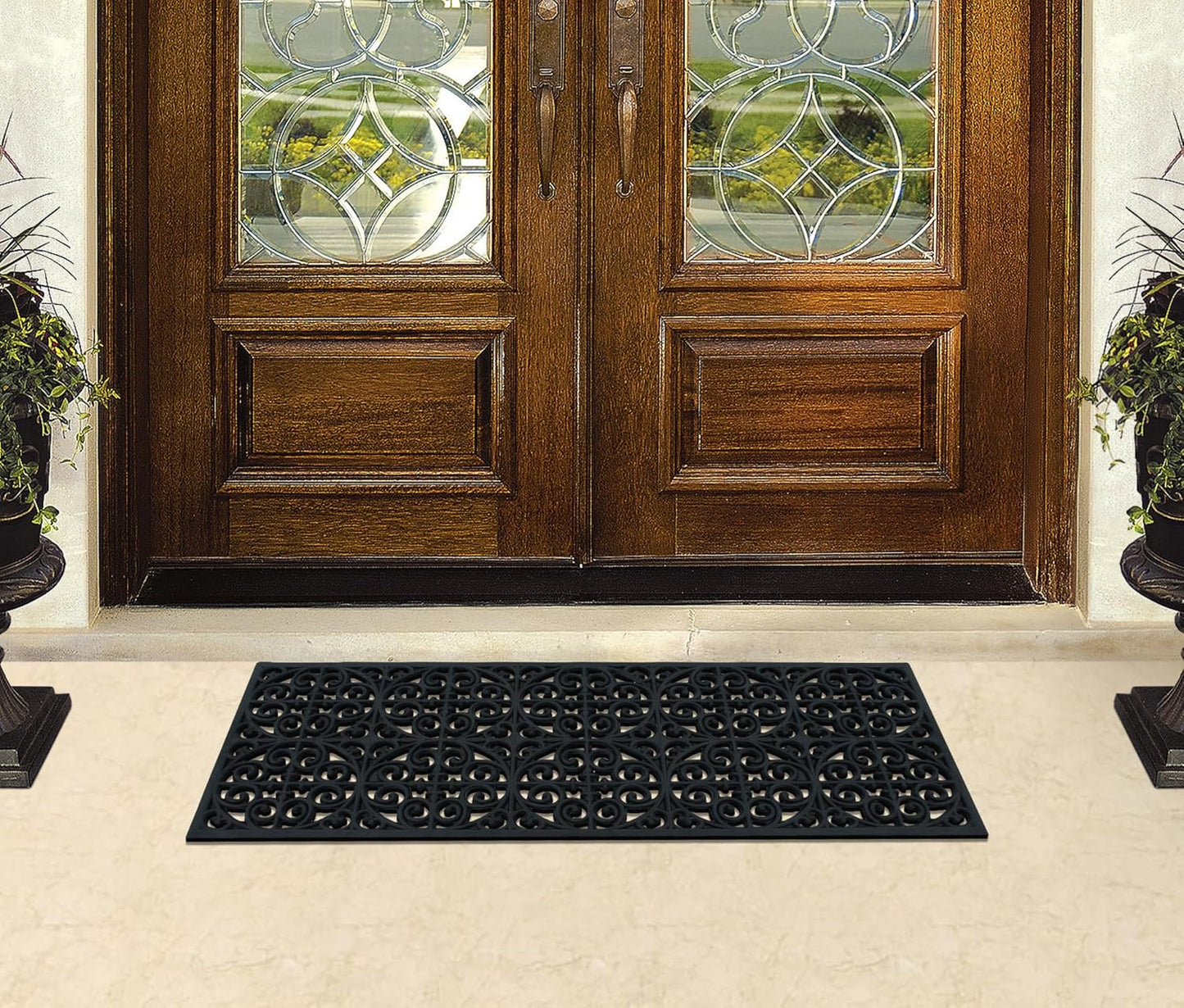 A1HC Outdoor Doormat, Natural Rubber, 18" x48”, Ideal for Outside entryway,Dirt Shoe Scraper,Heavy Duty Door mat for Indoor Outdoor,Rug Mats for Entry,Patio, Welcome Mats