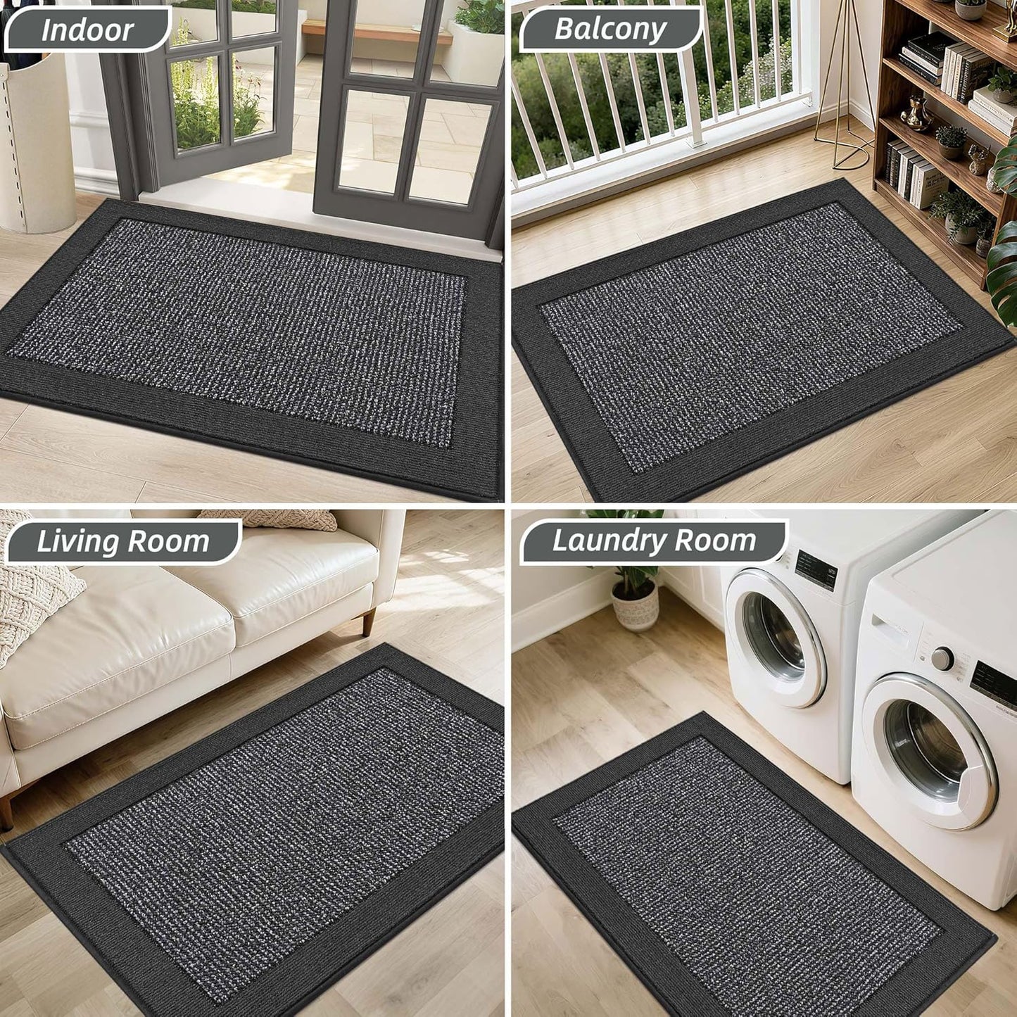 BEQHAUSE Indoor Door Mat 20" x 32", Dirt Trapper Door Mats Non-Slip Entryway Rugs Washable, Resist Dirt Absorbent Welcome Mat, Low Profile Floor Mats for Front Back Door and Entryway, Taupe