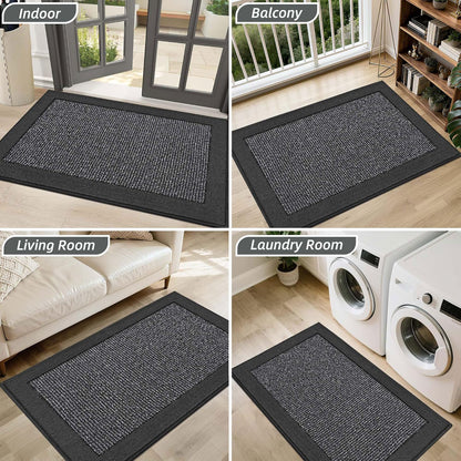 BEQHAUSE Indoor Door Mat 20" x 32", Dirt Trapper Door Mats Non-Slip Entryway Rugs Washable, Resist Dirt Absorbent Welcome Mat, Low Profile Floor Mats for Front Back Door and Entryway, Taupe