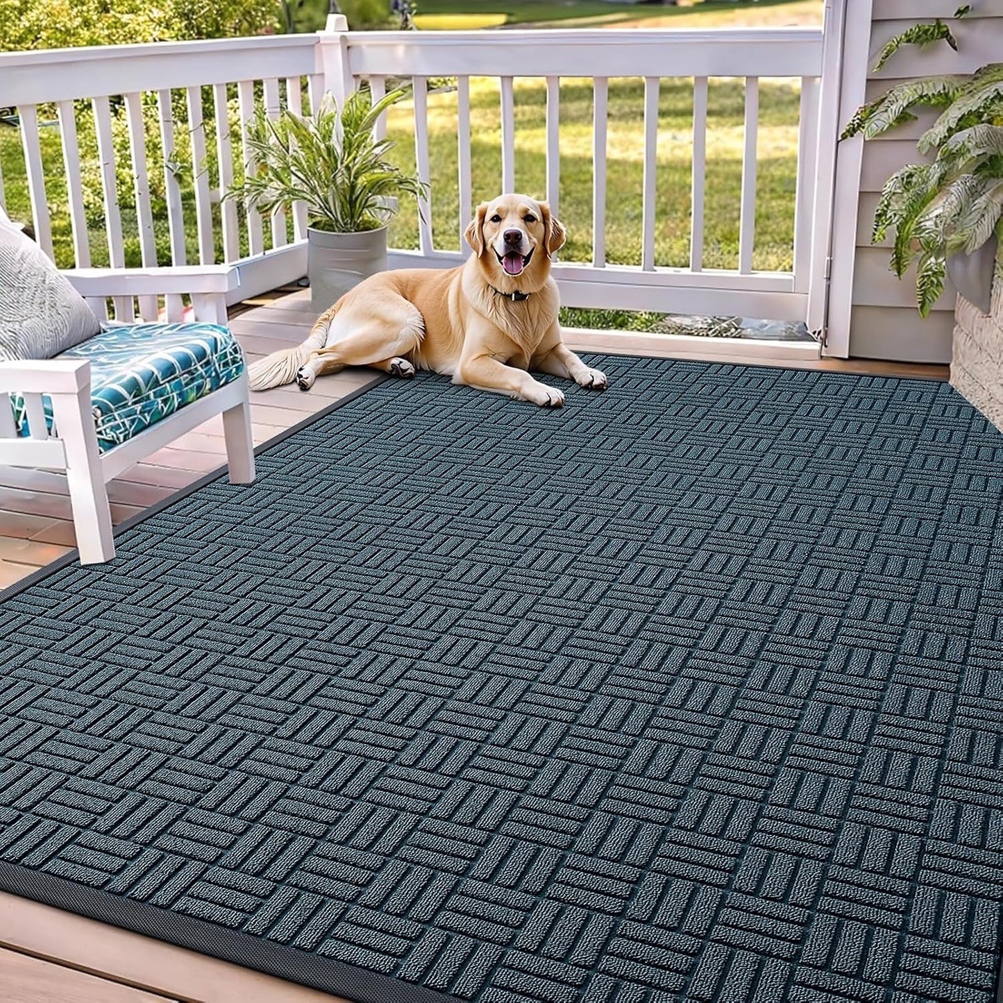 OLANLY Front Door Mat Outside Entrance 29.5x17, Absorbent, Heavy Duty Sturdy Natural Rubber Doormat Indoor Outdoor, Stain and Fade Resistant, Non-Slip Backing Low Profile Floor Mat for Entryway, Grey