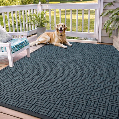 OLANLY Front Door Mat Outside Entrance 29.5x17, Absorbent, Heavy Duty Sturdy Natural Rubber Doormat Indoor Outdoor, Stain and Fade Resistant, Non-Slip Backing Low Profile Floor Mat for Entryway, Grey