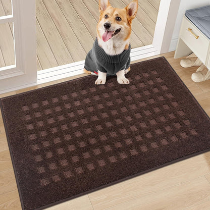 BEQHAUSE Dirt Trapper Door Mats 20"x32", Non-Slip Waffle Doormat Indoor Entrance Low-Profile, Dirt Resist and Absorbent Entryway Rugs Washable Inside Welcome Floor Mat for Front Back Door, Beige