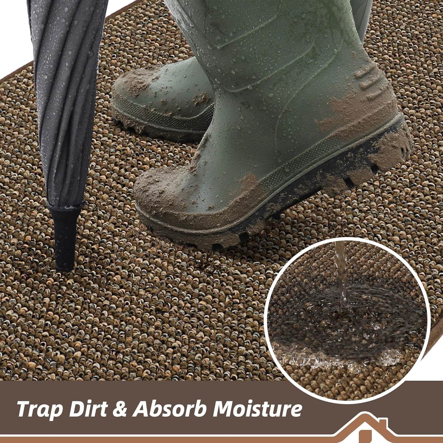 BEQHAUSE Dirt Trapper Door Mat 20" x 32", Non-Slip Washable Doormats Entrance Mat, Dirt Resistant and Absorbent Welcome Mat, Low Profile Floor Mats for Front Back Door and Entryway, Beige