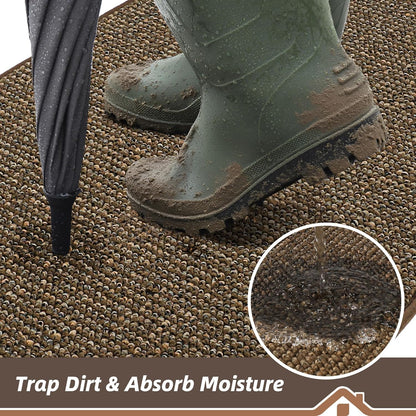 BEQHAUSE Dirt Trapper Door Mat 20" x 32", Non-Slip Washable Doormats Entrance Mat, Dirt Resistant and Absorbent Welcome Mat, Low Profile Floor Mats for Front Back Door and Entryway, Beige